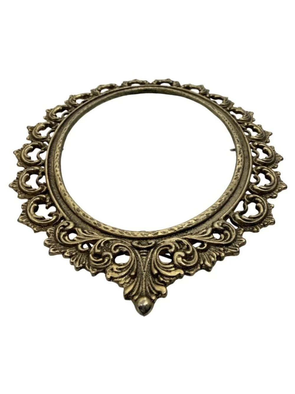 Ornate Art Nouveau Vintage Gold-Tone Oval Picture Frame With Filigree Design